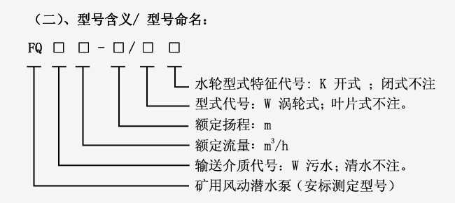 FQW18-80/K礦用風動潛水泵型號意義